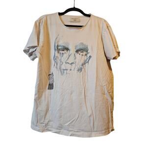 T Bar x Cotton On Graphic Face T Shirt White Artsy Indie XL